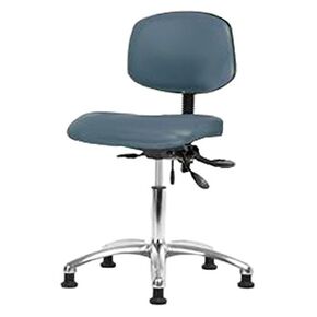 توماس ECOM VDHCH-CR-T0-A1-RG-C8546 كرسي مكتب فينيل الرمادي مع قاعدة كروم ، وذراعين قابلة للتعديل ، انزلاقات زرقاء in Kuwait