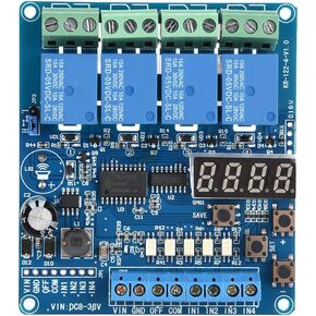 4 وحدة لوحة الترحيل متعددة الوظائف القناة مع مؤقت ، مفتاح DPDT 8-36V DC ، ترحيل تأخير الوقت القابل للتعديل لإلكترونيات السيارات الأتمتة الصناعية ، عزل Optocoupler مؤشرات حالة LED in Kuwait
