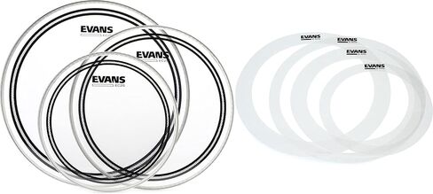 Evans EC2S Clear 3-piece Tom Pack - 10/12/14 inch + Evans E-Rings Fusion Pack Value Bundle in Saudi Arabia