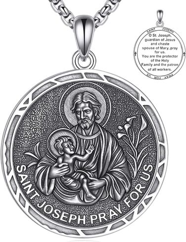 YFN St Jude Necklace for Men Women Sterling Silver Patron Saint of Hope & Miracles Medal Pendant Saint Jude, 22"+2" Adjustable Chain, Religious Jewelry Gifts for Catholics, Baptism, Confirmation in Saudi Arabia