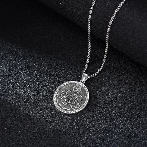 YFN St Jude Necklace for Men Women Sterling Silver Patron Saint of Hope & Miracles Medal Pendant Saint Jude, 22"+2" Adjustable Chain, Religious Jewelry Gifts for Catholics, Baptism, Confirmation in Saudi Arabia