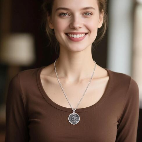 YFN St Jude Necklace for Men Women Sterling Silver Patron Saint of Hope & Miracles Medal Pendant Saint Jude, 22"+2" Adjustable Chain, Religious Jewelry Gifts for Catholics, Baptism, Confirmation in Saudi Arabia