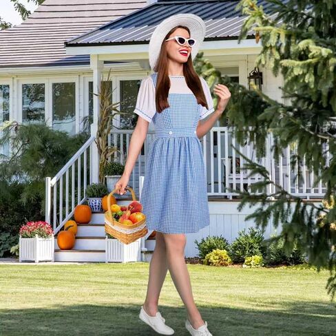 5 Pcs Halloween Women's Costume Blue Gingham Dress Book Character Outfits Comic Con Cosplay Costumes for Adults in Saudi Arabia