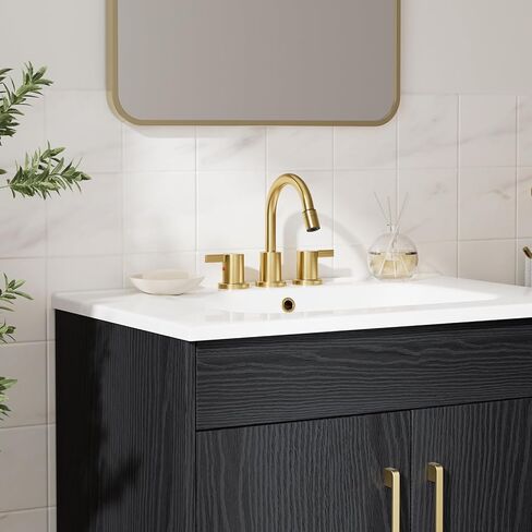 Phiestina Pull Out Sprayer Matte Black 8 Inch Bathroom Sink Faucet, Widespread 2 Handles 3 Hole Pull Down Bathroom Faucet, with Pop Up Drain and Water Supply Line, BF04022-K01-MB in Kuwait