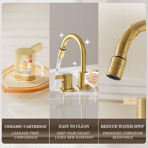 Phiestina Pull Out Sprayer Matte Black 8 Inch Bathroom Sink Faucet, Widespread 2 Handles 3 Hole Pull Down Bathroom Faucet, with Pop Up Drain and Water Supply Line, BF04022-K01-MB in Kuwait