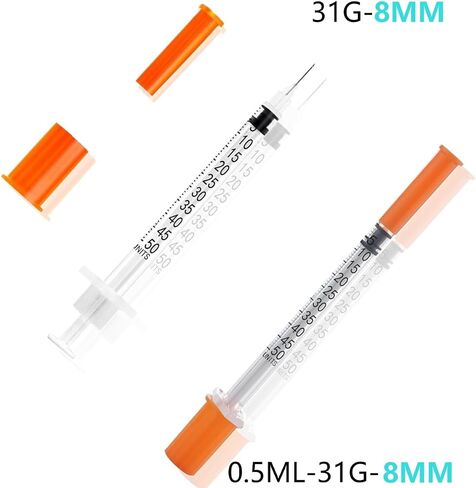 30g 5/16 بوصة (8 مم) 1/2ml مختبر محقنة يمكن التخلص منها مع القياس ، حزمة مختومة بشكل فردي - 10 حزمة in Saudi Arabia