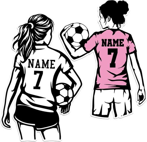 Custom Soccer Sticker Personalized Name Number Football Girl Name Sport Team Decal Waterproof Vinyl Sticker for Water Bottle, Tumbler, Helmet, Laptop, Car - Gift for Kids, Boy, Girls in Kuwait