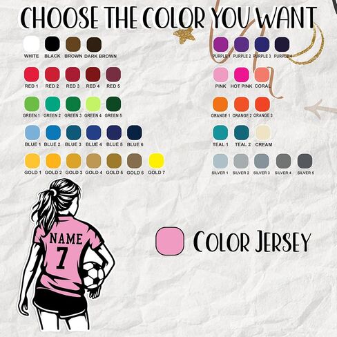 Custom Soccer Sticker Personalized Name Number Football Girl Name Sport Team Decal Waterproof Vinyl Sticker for Water Bottle, Tumbler, Helmet, Laptop, Car - Gift for Kids, Boy, Girls in Kuwait