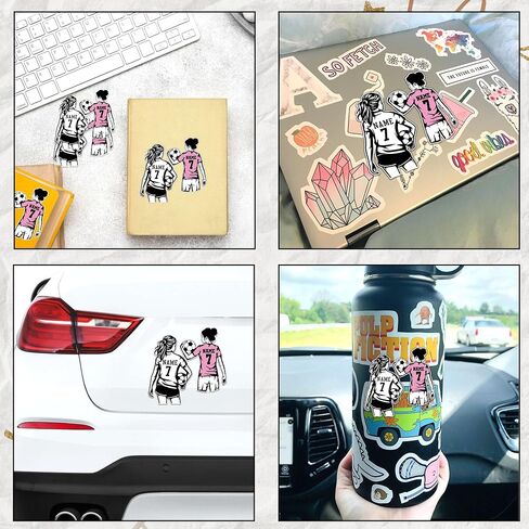 Custom Soccer Sticker Personalized Name Number Football Girl Name Sport Team Decal Waterproof Vinyl Sticker for Water Bottle, Tumbler, Helmet, Laptop, Car - Gift for Kids, Boy, Girls in Kuwait