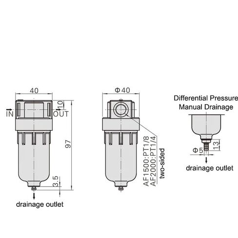 Source Processor AF2000 Copper Filter Air Pump Filter Oil Water Separator Pneumatic Components Air Compressor 1/4 AF2000-02(AF2000-304-BT,6MM) in Saudi Arabia
