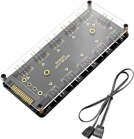 Maywill 5V 3Pin Argb LED HUB Controller ، 10 Way 5V 3 Pin RGB LED Flight SATA Power Extension Adapter مع سلك تمديد 50 سم لواجهة اللوحة الأم الموسعة in Saudi Arabia