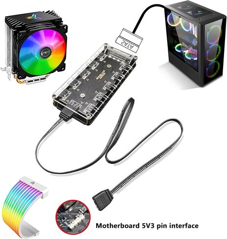 Maywill 5V 3Pin Argb LED HUB Controller ، 10 Way 5V 3 Pin RGB LED Flight SATA Power Extension Adapter مع سلك تمديد 50 سم لواجهة اللوحة الأم الموسعة in Saudi Arabia