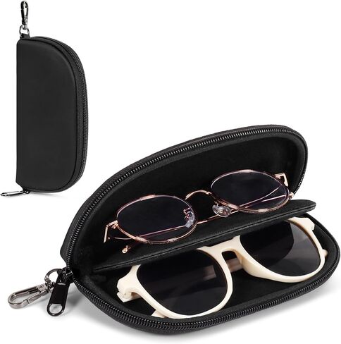 علبة بنظارات مزدوجة ، حقيبة نظارة من جلد فو 2 للتخزين ، حقيبة نظارة شمسية مضادة للخلع المحمولة للنساء الرجال in Kuwait