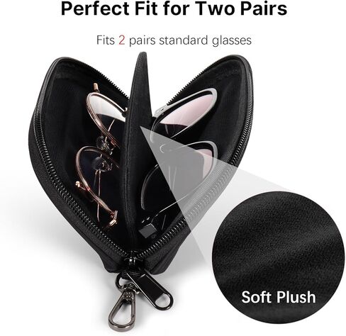 علبة بنظارات مزدوجة ، حقيبة نظارة من جلد فو 2 للتخزين ، حقيبة نظارة شمسية مضادة للخلع المحمولة للنساء الرجال in Kuwait