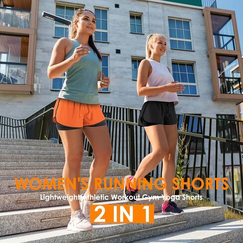 Women's T-Shirt and Running Shorts Set: Comfortable V-Neck T Shirts,High-Waisted 2-in-1 Running Shorts with Liner Pockets,Basic Summer Outfit for Daily Wear, Gym, Yoga in Saudi Arabia