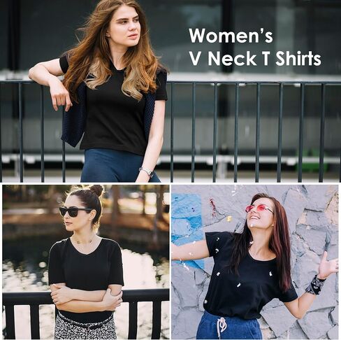 Women's T-Shirt and Running Shorts Set: Comfortable V-Neck T Shirts,High-Waisted 2-in-1 Running Shorts with Liner Pockets,Basic Summer Outfit for Daily Wear, Gym, Yoga in Saudi Arabia