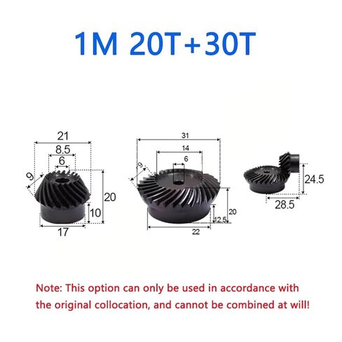 Pinion Hardware for Mechanical Rotation 1:1.5 Spiral Bevel Gear Set 20+30 Teeth 1M 1.5M 2M 2.5M 90 Degrees Meshing Angle Steel Helical Gears Blackening(2M) in Kuwait