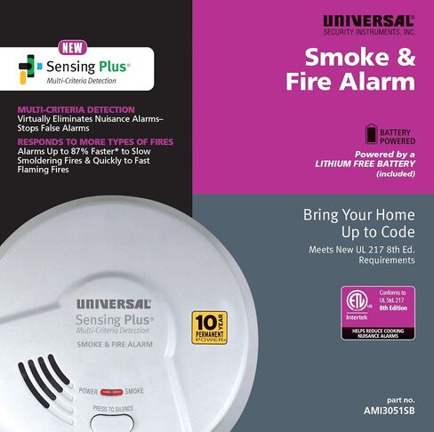 USI AMI3051SB Sensing Plus Smoke & Fire Alarm with 10 Yr Sealed Battery, 8th Edition in Saudi Arabia