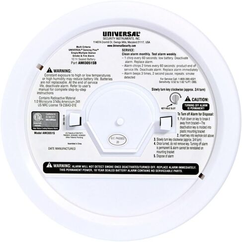USI AMI3051SB Sensing Plus Smoke & Fire Alarm with 10 Yr Sealed Battery, 8th Edition in Saudi Arabia