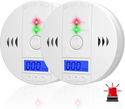كاشف أول أكسيد الكربون ، إنذار أول أكسيد الكربون ، كاشف ثاني أكسيد الكربون مع شاشة شاشة LCD الرقمية ، مدعومة بالبطارية ، حزمتين in Kuwait
