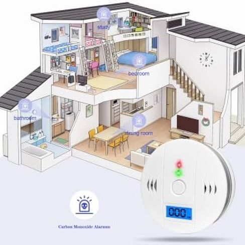 كاشف أول أكسيد الكربون ، إنذار أول أكسيد الكربون ، كاشف ثاني أكسيد الكربون مع شاشة شاشة LCD الرقمية ، مدعومة بالبطارية ، حزمتين in Kuwait