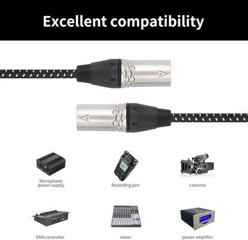 10ft 3-pin xlr أنثى إلى سلك الميكروفون الإناث ، xlr female dmx cable patch stitls for audio and sound equipments-2pack in Kuwait