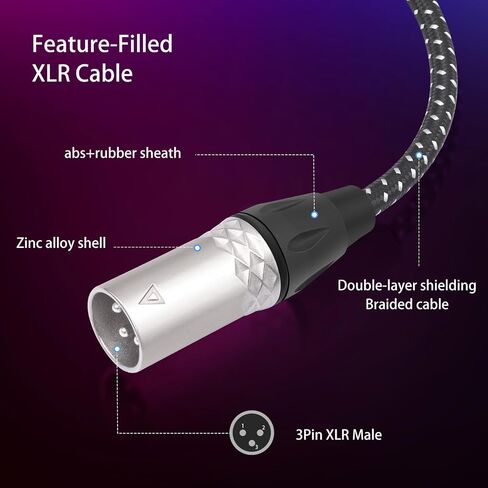 10ft 3-pin xlr أنثى إلى سلك الميكروفون الإناث ، xlr female dmx cable patch stitls for audio and sound equipments-2pack in Kuwait