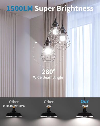 12 حزمة مصابيح LED مصابيح LED 100 واط مكافئة ، A19 15W 5000K ضوء النهار ، ضوء أبيض ساطع 1500 لامعة ، e26 القياسية لا وميض لمبة مصباح المصباح للمنزل ، غرفة نوم ، مكتب ، غير قابلة للضرب in Kuwait