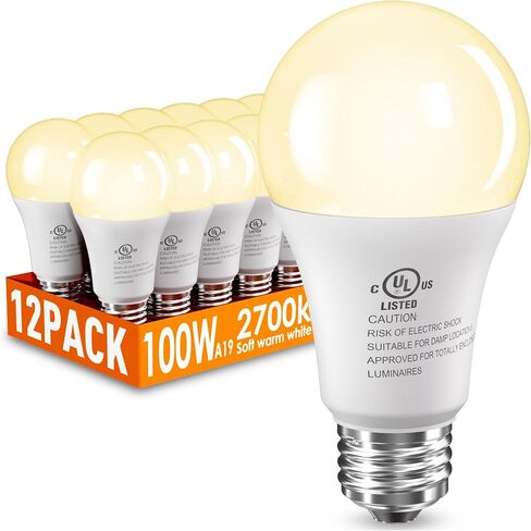 12 حزمة مصابيح LED مصابيح LED 100 واط مكافئة ، A19 15W 5000K ضوء النهار ، ضوء أبيض ساطع 1500 لامعة ، e26 القياسية لا وميض لمبة مصباح المصباح للمنزل ، غرفة نوم ، مكتب ، غير قابلة للضرب in Kuwait