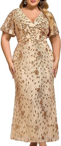 باستمرار بالإضافة إلى نساء V. العنق القصيرة الأكمام bodycon بترم Maxi بالإضافة إلى الفساتين الرسمية الحجم in Saudi Arabia