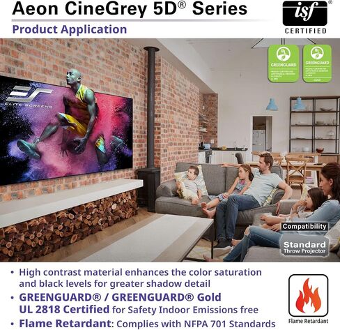 Elite Screens 103 inch UST Projector Screen ALR Projector Screen 16:9 4K 95% Ambient Light Rejecting Edge Free Fixed Frame Black Projector Screen Indoor Movie Screen Home Theater, Aeon CLR AR103H-CLR in Saudi Arabia