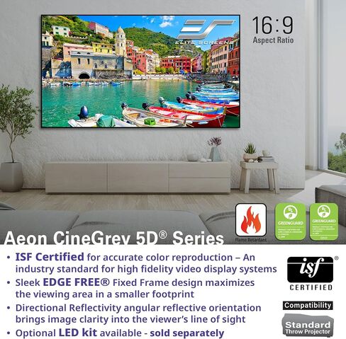 Elite Screens 103 inch UST Projector Screen ALR Projector Screen 16:9 4K 95% Ambient Light Rejecting Edge Free Fixed Frame Black Projector Screen Indoor Movie Screen Home Theater, Aeon CLR AR103H-CLR in Saudi Arabia