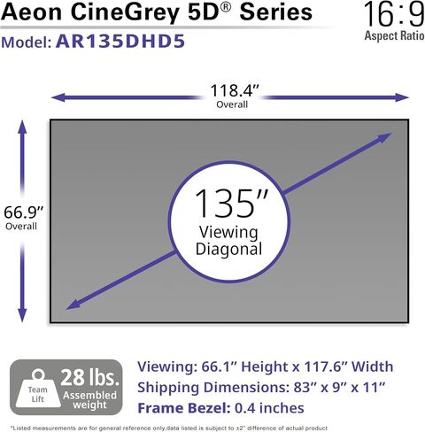Elite Screens 103 inch UST Projector Screen ALR Projector Screen 16:9 4K 95% Ambient Light Rejecting Edge Free Fixed Frame Black Projector Screen Indoor Movie Screen Home Theater, Aeon CLR AR103H-CLR in Saudi Arabia