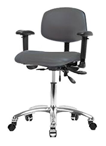 Thomas ECOM VDHCH-CR-T0-A1-CC-c8605 Burgundy Vinyl Desk Height Chair with Chrome Base, Gray, Adjustable Arms, Chrome Casters in Kuwait