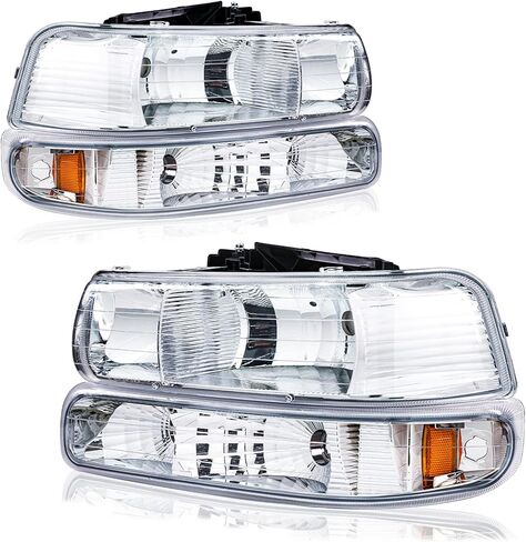 LED DRL Headlights Assembly for 1999-2002 Chevy Silverado 1500 2500/2001-2002 Silverado 1500HD 2500HD 3500HD 2PC Front Lights Replacements Headlamp Clear Reflector Chrome Housing in Saudi Arabia