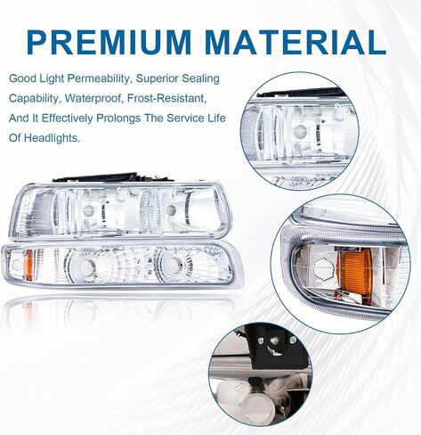 LED DRL Headlights Assembly for 1999-2002 Chevy Silverado 1500 2500/2001-2002 Silverado 1500HD 2500HD 3500HD 2PC Front Lights Replacements Headlamp Clear Reflector Chrome Housing in Saudi Arabia