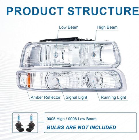 LED DRL Headlights Assembly for 1999-2002 Chevy Silverado 1500 2500/2001-2002 Silverado 1500HD 2500HD 3500HD 2PC Front Lights Replacements Headlamp Clear Reflector Chrome Housing in Saudi Arabia