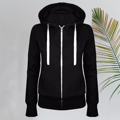 Zip Up Hoodie Women Lightweight Thin Casual Hooded Jacket Long Sleeve Fall Fashion Outfits 2025 Winter Clothes in Kuwait