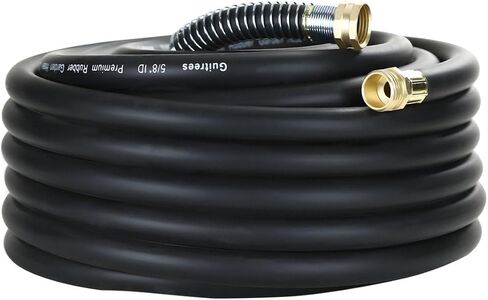 50FT 5/8 Heavy Duty Rubber Garden Hose - 200psi Working, 1000psi Burst - Hot/Cold Water - Five-Layered Braiding for Durability - Versatile for Gardening, Agriculture, Construction(Black) in Saudi Arabia
