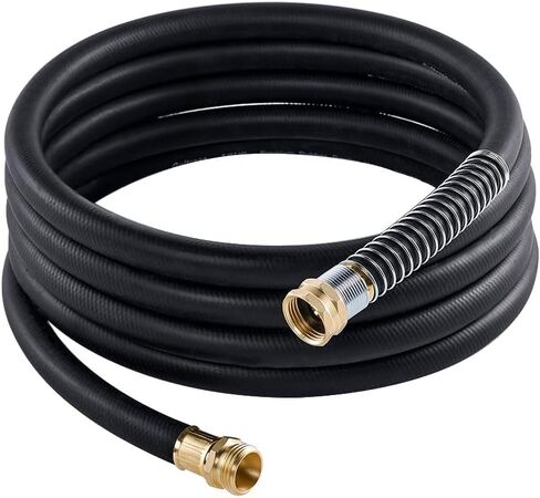 50FT 5/8 Heavy Duty Rubber Garden Hose - 200psi Working, 1000psi Burst - Hot/Cold Water - Five-Layered Braiding for Durability - Versatile for Gardening, Agriculture, Construction(Black) in Saudi Arabia