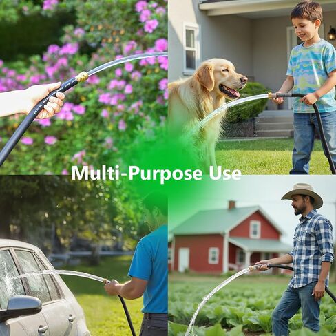 50FT 5/8 Heavy Duty Rubber Garden Hose - 200psi Working, 1000psi Burst - Hot/Cold Water - Five-Layered Braiding for Durability - Versatile for Gardening, Agriculture, Construction(Black) in Saudi Arabia