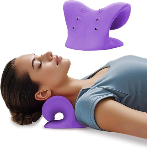 Neck Stretcher with Magnetic Therapy Acupressure for Pain Relief, Neck and Shoulder Relaxer, Chiropractic Pillow, Restore Neck Curve (Purple) in Saudi Arabia