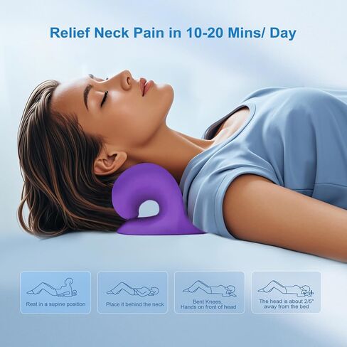 Neck Stretcher with Magnetic Therapy Acupressure for Pain Relief, Neck and Shoulder Relaxer, Chiropractic Pillow, Restore Neck Curve (Purple) in Saudi Arabia