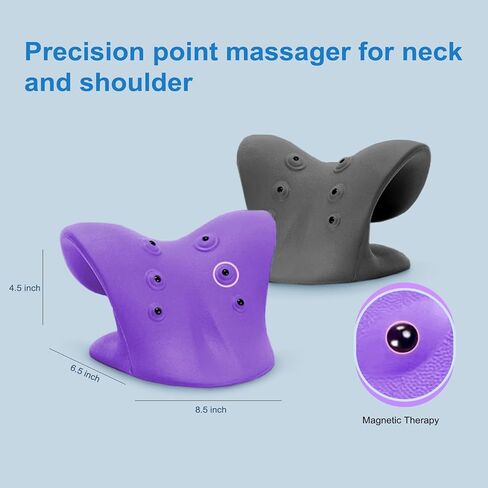 Neck Stretcher with Magnetic Therapy Acupressure for Pain Relief, Neck and Shoulder Relaxer, Chiropractic Pillow, Restore Neck Curve (Purple) in Saudi Arabia