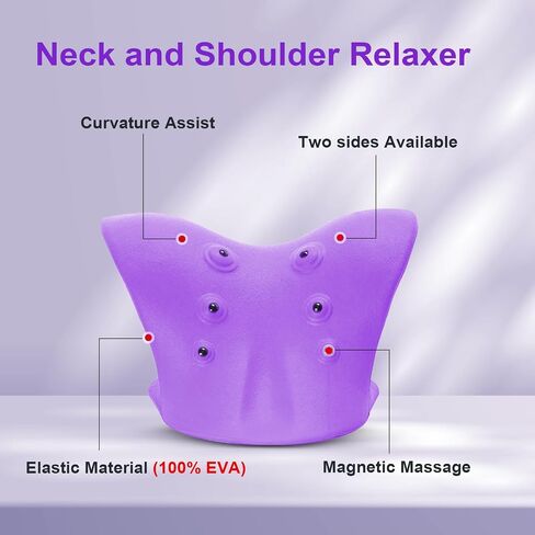 Neck Stretcher with Magnetic Therapy Acupressure for Pain Relief, Neck and Shoulder Relaxer, Chiropractic Pillow, Restore Neck Curve (Purple) in Saudi Arabia