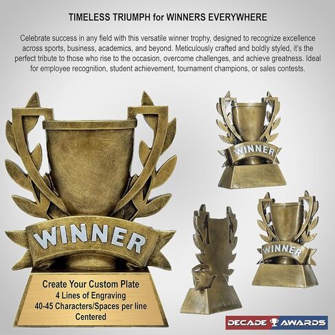 Decade Awards Winner Trophy - Custom Engraved Champion Award with Golden Laurel Wreath for Sports, Business, Academic Achievement or Recognition - Celebrate Success - Customize Now (6 Inch) in Saudi Arabia