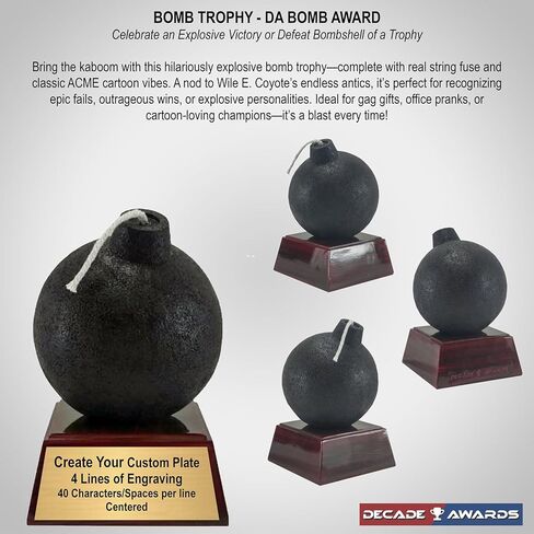 Decade Awards Bomb Trophy - Custom Engraved Da Bomb Award - Celebrate an Explosive Victory or Defeat Bombshell of a Trophy - Customize Now (5.5 Inch) in Saudi Arabia