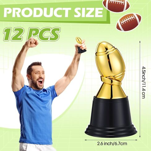 Leinuosen 12 Pack Mini Football Soccer Trophies لجوائز ، و 4.5 بوصة مشاركة الذهب أكواب البلاستي in Kuwait