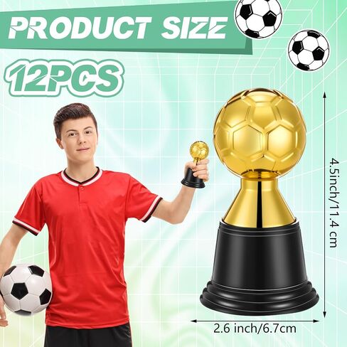 Leinuosen 12 Pack Mini Football Soccer Trophies لجوائز ، و 4.5 بوصة مشاركة الذهب أكواب البلاستي in Kuwait