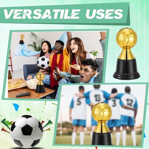 Leinuosen 12 Pack Mini Football Soccer Trophies لجوائز ، و 4.5 بوصة مشاركة الذهب أكواب البلاستي in Kuwait
